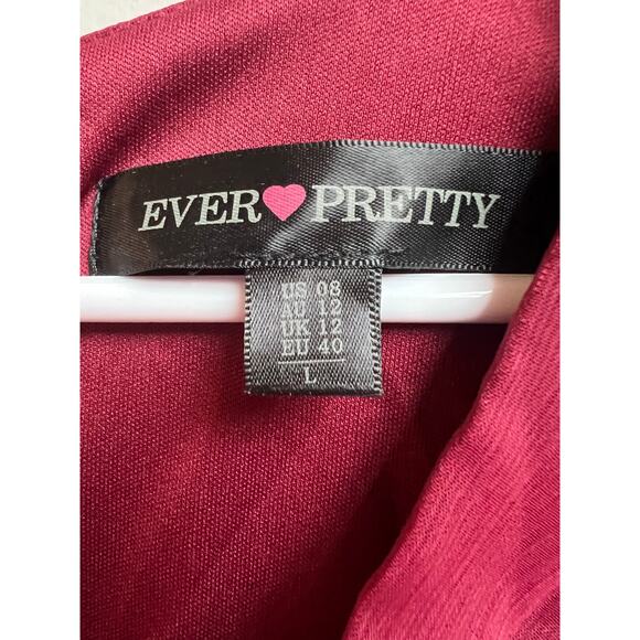 Ever Pretty Metallic Fabric V-Neck A-Line Wedding Guest Dress Ruffled Hem Large - Picture 3 of 10